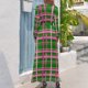 thumbnail image 2 of Vestido largo a cuadros rosa, verde y blanco, vestido elegante y chic para mujer, vestido de verano para mujer 2024, 2 of 4