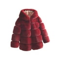 thumbnail image 4 of NAISIBABY Girls Faux Fur Coat, Long Sleeve Thicken Warm Hooded Winter Fashion Fuzzy Jacket Outwear Wine 9T, 4 of 4