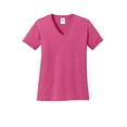thumbnail image 5 of Port & Company LPC54V Ladies Core Cotton V-Neck Tees, Sangria - Large, 5 of 6