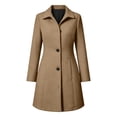 thumbnail image 3 of Bosfbaoi Womens Wool Blend Coat Mid Length Stand Collar Single Breasted Slim Fit Winter Overcoat with Pockets, 3 of 9