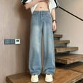 thumbnail image 3 of YLSDY Mens Solid Color Straight Leg Denim Trousers Casual 2025 Loose Fit Wide Leg Baggy Trousers Lounge Jean Wide Leg Pants Blue XL, 3 of 4