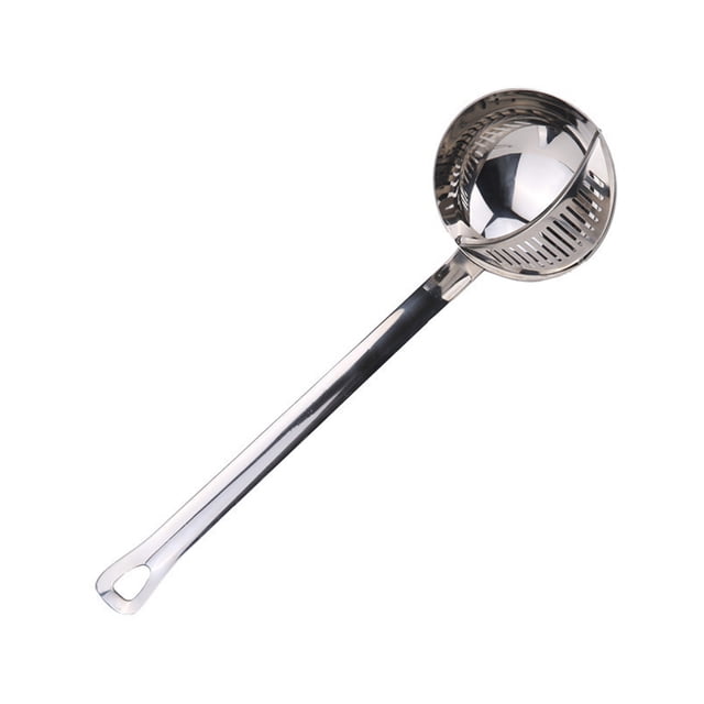Bewildely Olla caliente de acero inoxidable para cocina, cuchara para sopa, colador, vajilla de cocina, cuchara para restaurante, skimmer Cocina y Comedor Plata 31.7*9.3 cm