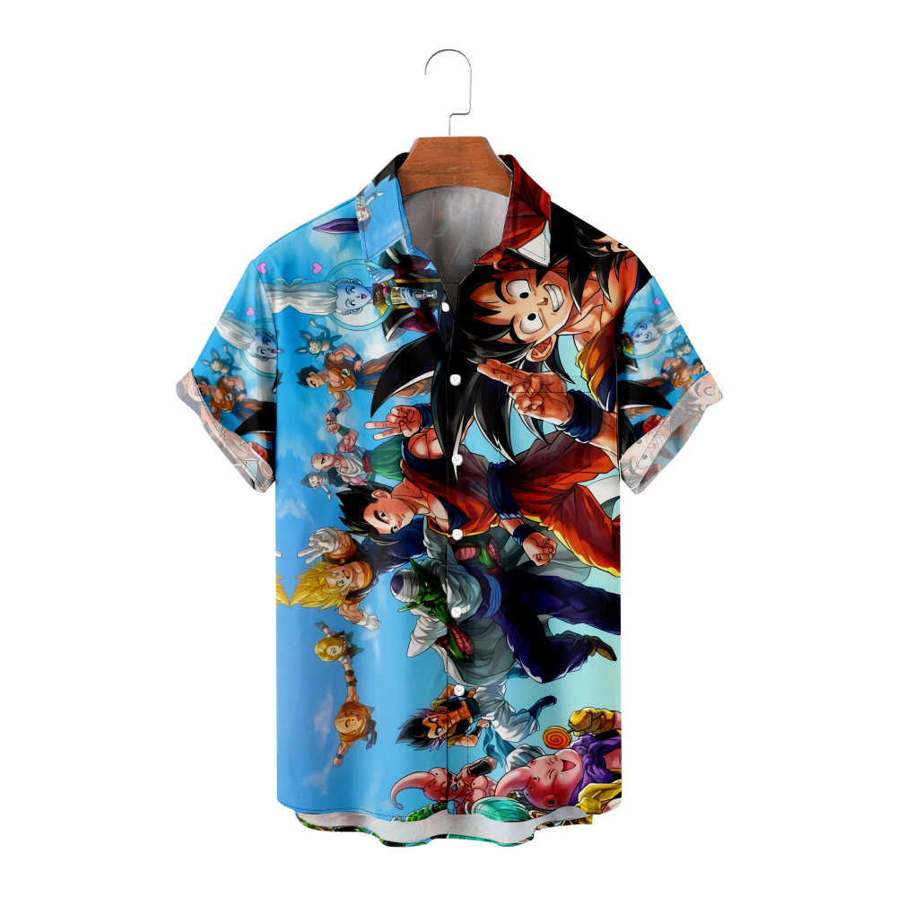 Hawaiian shirt for Men Short sleeve Button down Casual Dragon Ball Goku ...