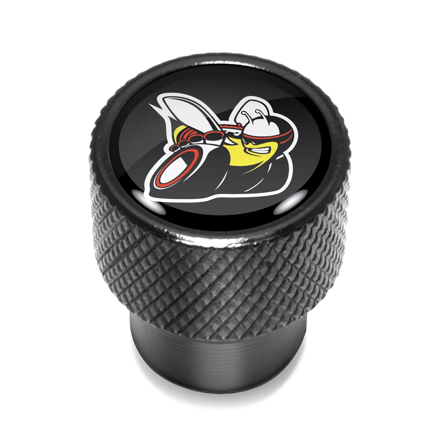 Dodge Scat-Pack Full Color in Black on Black Aluminum Tire Valve Stem Caps