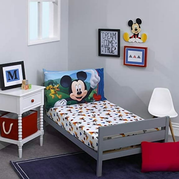 Disney Mickey Mouse Blue Red Yellow 2 Piece Toddler Sheet Set