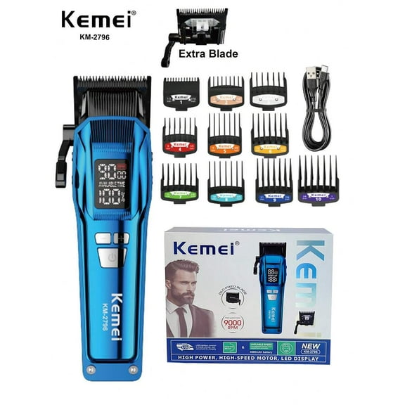 Kemei KM-2796 Hair Clipper Professional Barber Shop Hair Cutting Machine RMM9000 High Speed Adjusatable Haircut Machine