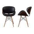 thumbnail image 5 of Vanity Art Synthetic Leather Seat Mid-Century Living Room Kitchen Dining Room Curved Back Seat Walnut Accent Dining Chair UC-9B, 5 of 8