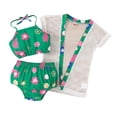 thumbnail image 2 of Augper Summer Girls Floral Hanging Neck Swimsuit Floral Swim Trunks Net Yarn Sun Protection Jacket Swimsuit Set Girls Beach Swimsuit 3 Piece Set 6 Months-5 Years Old, 2 of 5