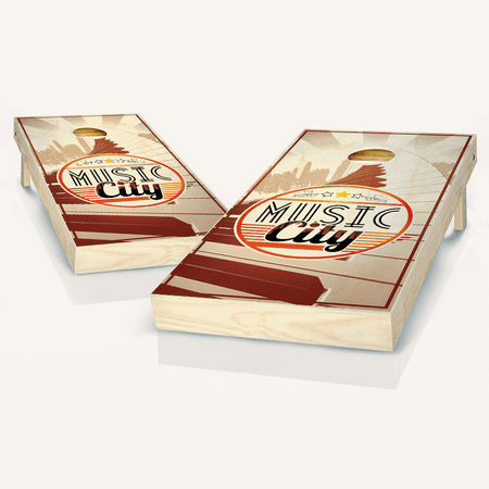 Skip's Garage Music City Solid Wood Cornhole Board Set