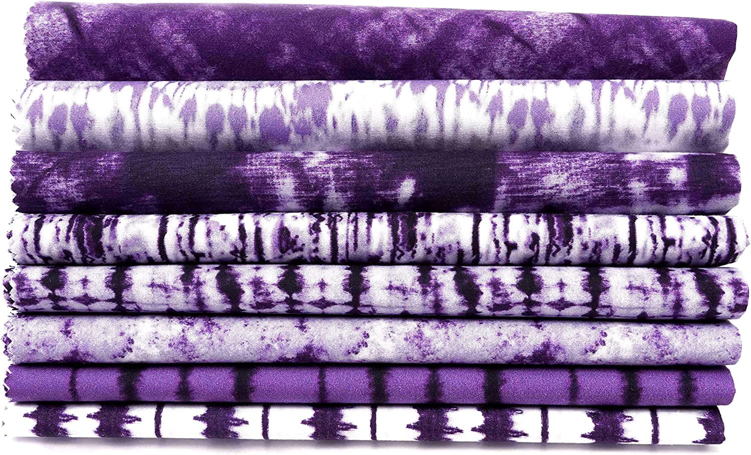 Soimoi 8 Pc Fat Quarter Bundle -Tie & DyePrint 18"x 22"DIY Patchwork-100% CottonPre-Cut Quilting Fabric (Purple & White)