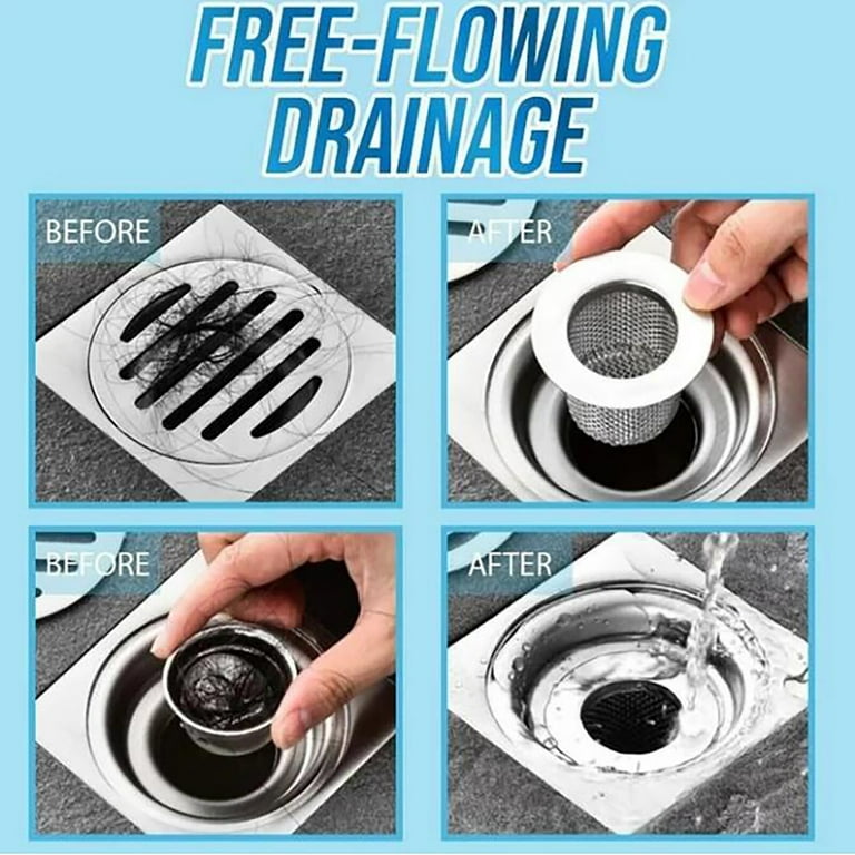 Bathroom Sink Drain Strainer Stainless Steel, 2 Pack Floor Drain Filter  Mesh Basket Filter Hair Trap Anti-Clog Slag Strainer - Large Wide Rim 2.16