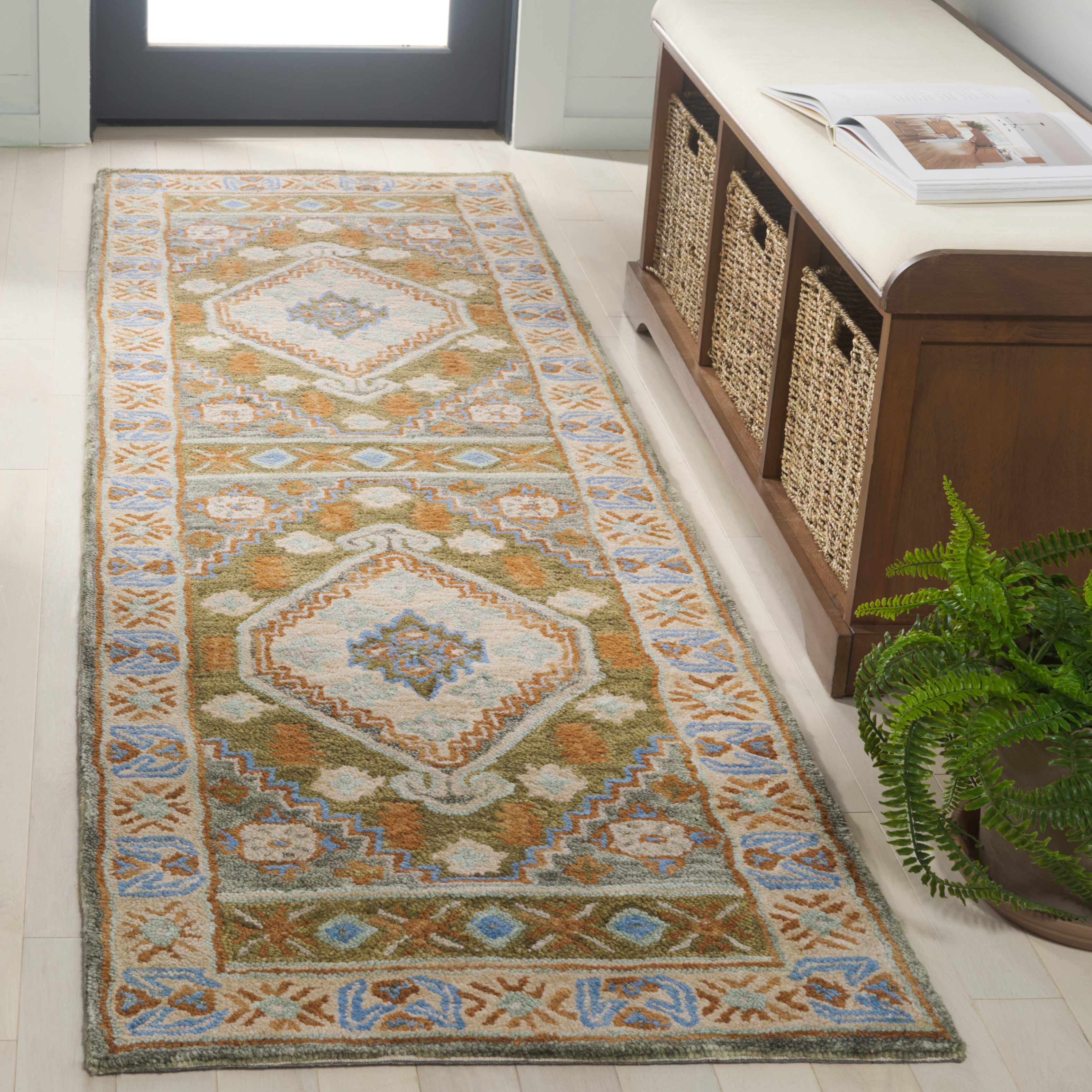 SAFAVIEH Heritage Devon Oriental Runner Rug, Ivory/Light Blue, 2'3" x 8'