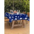 thumbnail image 2 of Outdoor Tablecloth with Umbrella Hole and Zipper, Christmas Snowman Blue Rectangle Table Cloth 52x70 Inch Waterproof Tablecloth, Winter Snowflakes Xmas Retro Picnic Table Cover for Patio Camping, 2 of 7