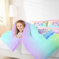 thumbnail image 3 of Erosebridal Cute Rainbow Unicorn Twin Comforter Sets,Watercolor Alphabet R Girls Personalized Gifts Bedding Set For Kids,Reversible Pink 2pcs, 3 of 7