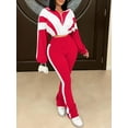 thumbnail image 3 of Womens Sweatsuits 2 Piece Sets Long Sleeve Color Block Zip Up Jacket Jogger Legging Tracksuits, 3 of 5