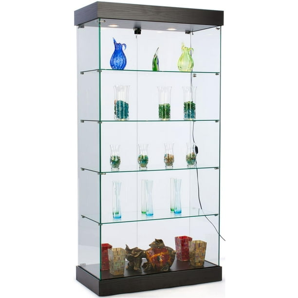 Tempered Glass Display Cabinet And Black Mdf Base With Halogen Lights Locking Hinged Doors 13193cpbv Com - Glass Display Cabinet With Lights Tempered Glass Display Cabinet And Black Mdf Base With Halogen Lights Locking Hinged Doors 13193cpbv Com - Glass Display Cabinet With Lights