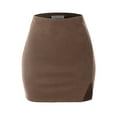 thumbnail image 3 of Made by Olivia Women's High Waist Faux Suede Side Split Bodycon Short Mini Skirt, 3 of 7
