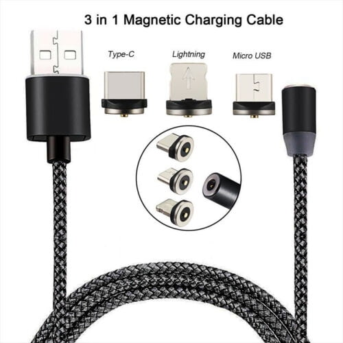 3 in 1 Magnetic Metal Adapter Charger Lightning Type USB-C Micro USB Cable  for iPhone iPad Samsung LG Android Phones | Walmart Canada