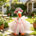 thumbnail image 5 of RUINIXCW 7 Inch Desk Goose Outfits Desk Duck Outfit Mini Porch Goose Outfit for Desk Goose Figurine Summer Desktop Goose Clothes Pink Tulle Princess Dress and Hat and Hat Set (No Goose), 5 of 9