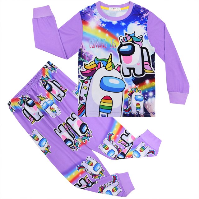 eKids Filles Among Us Pyjama à Manches Longues Enfants Jeu Rôle Imprimé Ensemble de PJs Enfants Tenue de Nuit Ensembles 2 Pcs