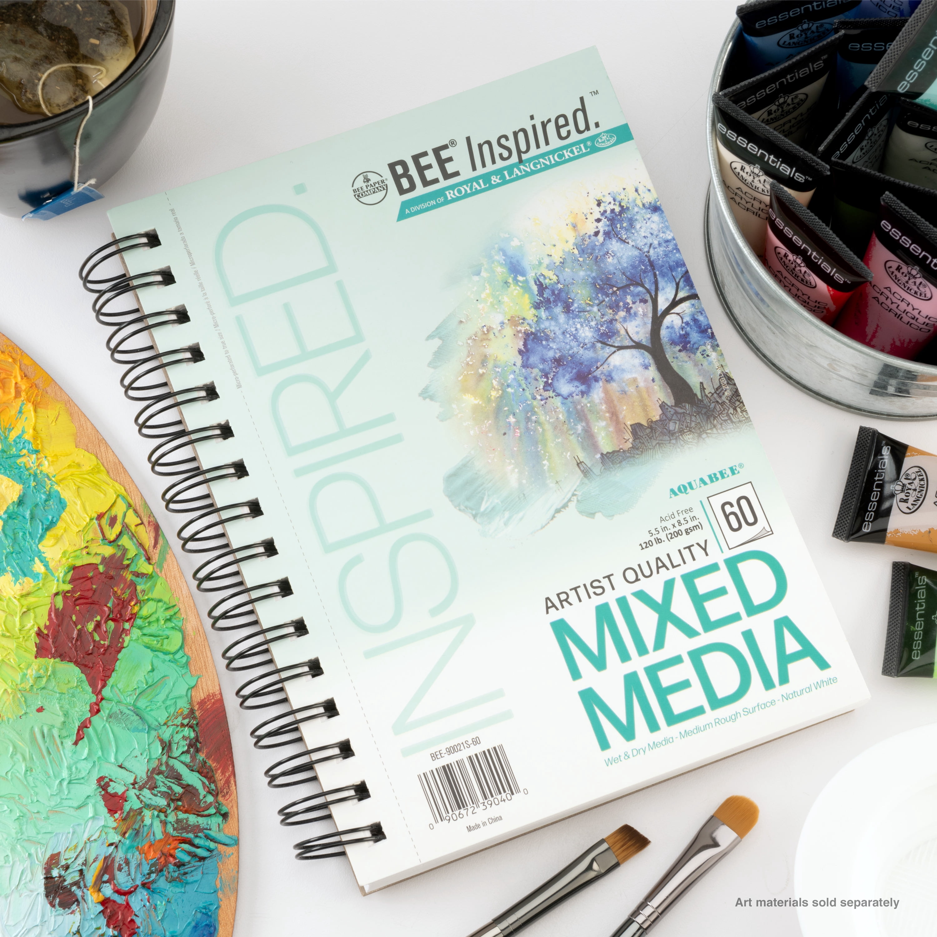 Bee Paper - Bee Inspired 5.5"x8.5" Mixed Media Paper Pad, Side Wire, 60 Sheets, 120lb. 200GSM