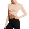 thumbnail image 1 of aidice Hauts de Yoga pour Femmes, Col Rond Athlétique, Manches Longues, Croisé, Coupe Ajustée, Hauts d'Entraînement de Gym, 1 of 5