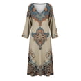 thumbnail image 4 of XIAOCHA Tribal Boho Print V Neck Maxi Dress for Women Long Sleeve Relaxed Fit Beach Summer Dress, 4 of 4