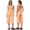 thumbnail image 6 of IBTOM CASTLE Workout Sets for Women Two Piece Halter Sports Bra Matching Wide Leg Capri Pants Gym Work Yoga Pilates Outfits Orange, 6 of 7