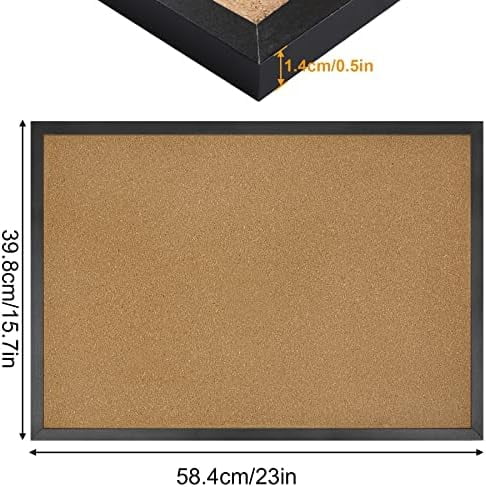 Jointown Cork Board Bulletin Board 23 x 15.7Inches with Rectangle Black Frame Hanging Pin for Walls Office Message Board or Vision Board Decoration