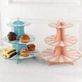 thumbnail image 4 of 3-ply Cardboard Cupcake Stand,13in Multi-layer Dessert Cake Paper Stand,Pink Blue Three-ply Gilded Cake Stand for Birthday Party Supplies Christmas Festival Holiday Home Decoration, 4 of 7