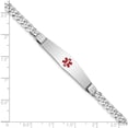 thumbnail image 3 of 14K White Gold Wg Medical Soft Diamond Shape Red Enamel Flat Curb Link Id Bracelet (8 X 9) Made In United States xm591ccw-8, 3 of 5