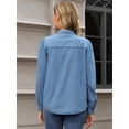 thumbnail image 4 of DARING DIVA Women's Long Sleeve Button Down Shirts Jackets with Pocket M Blue, 4 of 7