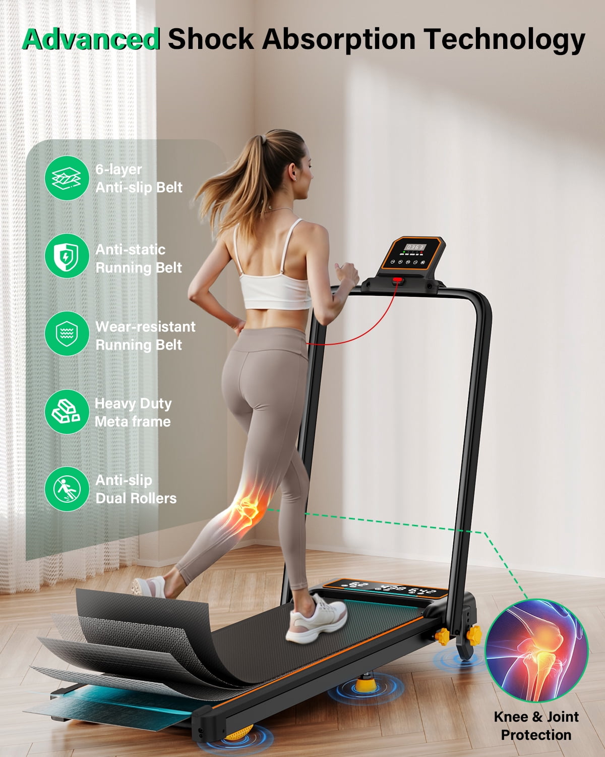 Walking Pad with 15% Incline//Handle Bar/Dual Display, 3.5HP Portable Treadmills for Home Small, Foldable Walking Pad Treadmill with Incline 4 Level, Incline Walking Pad -RGB Light, 350lb Capacity