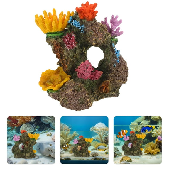 LOLIPPYY Artificial Coral Reef Ornament with Fish Tank Rock Cave Hideaway for Aquarium Landscaping