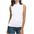 thumbnail image 2 of DDAPJ pyju Mock Turtleneck Tank Top Women Sleeveless Slim Fit Stretchy Layer Tee Shirts Basic T-Shirts Solid Elastic Undershirts White XXXL, 2 of 10