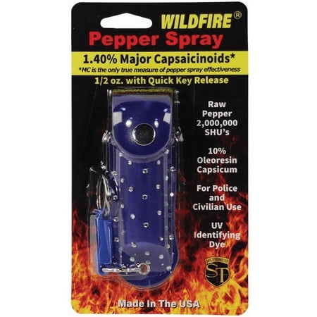 Wildfire 1.4% Mc 1/2 Oz With Rhinestone Leatherette Holster Blue And Quick Release Keychain