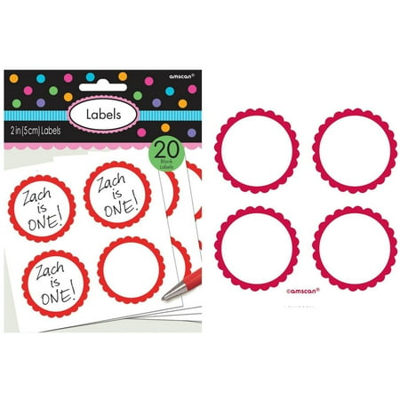 - Scalloped Paper Labels, Apple Red, 20pk