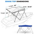 thumbnail image 3 of SereneLife 3 Bow Bimini Top - 2 Straps and 2 Rear Support Poles with Marine-Grade 600D Polyester Canvas (Royal Blue), 3 of 7