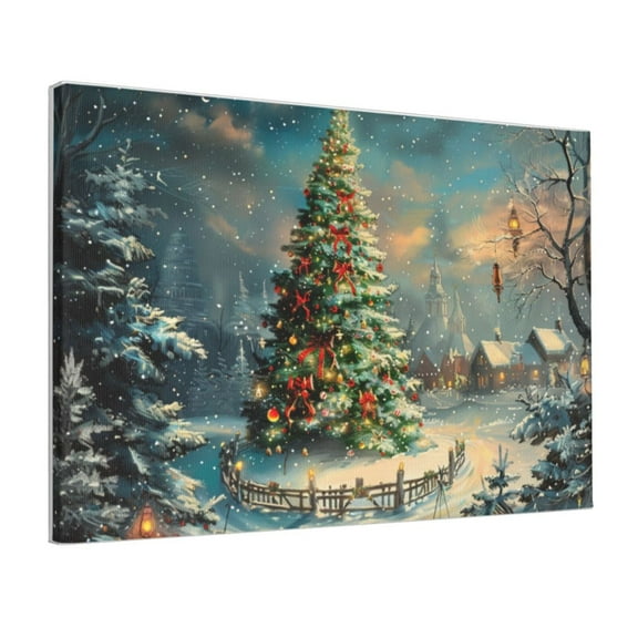 12x18 inch Canvas Hanging Picture Gorgeous Christmas Tree,Living Room,Man Cave,Farmhouse Yard Decor Wall Art Paintings Prints,Enchanting Christmas Tree Modern Style Decorative Painting Prints