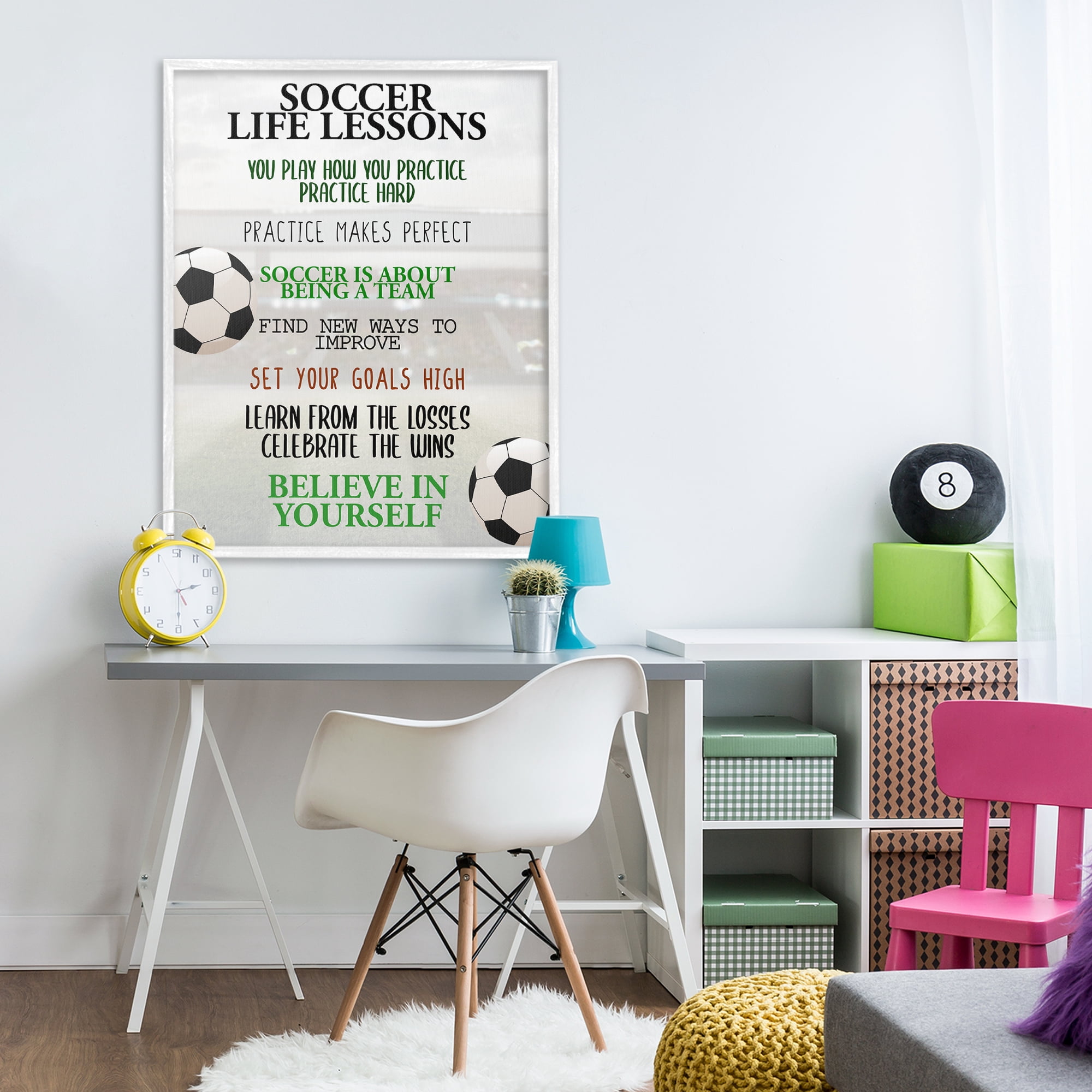 Soccer Life Lessons White Framed Giclee Art, design by Kim Allen