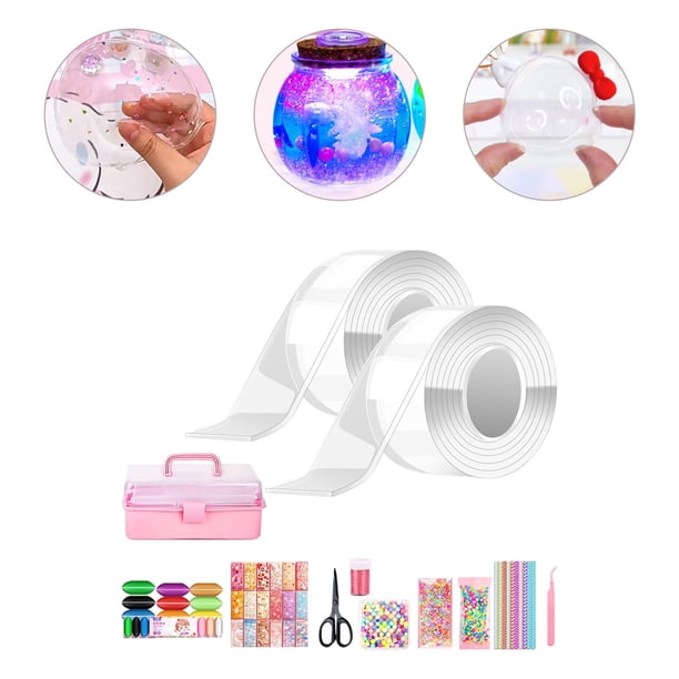 Double Sided Tapes,Blow Bubbles Double Sided Tape Kids Toy Tape w Box and Tools perfecl Cintas de doble cara