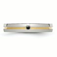 thumbnail image 4 of Stainless Steel Polished Yellow IP-plated .025pt. Diamond 4mm Band Ring 7 Size, 4 of 7