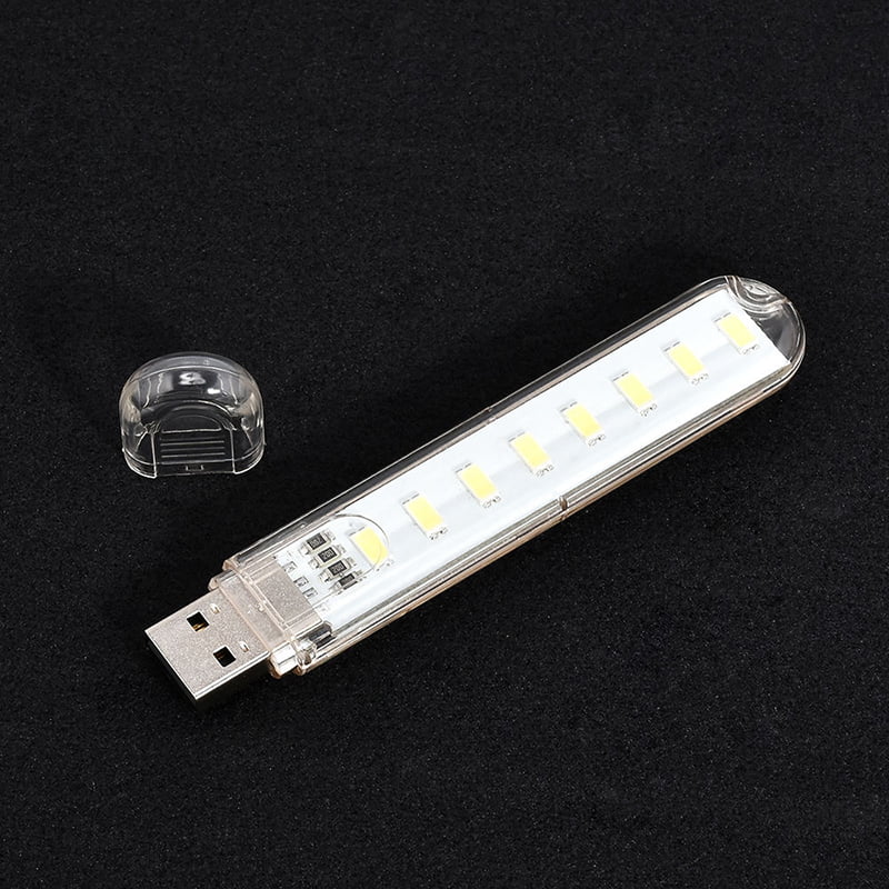 Mini 8 Leds LED Lamp USB Lighting Night Light For Mobile Power Computer White 
