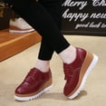 thumbnail image 3 of DADAWEN Women's Platform Oxford Shoes Fashion Tassels Square-Toe Lace-up Shoes Wedge Heel Red 5 US, 3 of 7
