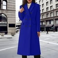 thumbnail image 2 of AOMPMSDX Coats For Women Women's Fashion Casual Long Double Solid en Coat With Pockets en Coat Trench Winter Coats for Outdoor Jackets XXXL Blue, 2 of 4