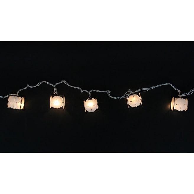 Northlight 10 Pearlized White and Black Lantern Party Patio Christmas Lights - 7.5 ft White Wire - 7.5'