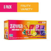 Zevia Zero Sugar, Caffeine-Free Fruity Variety Soda, 12 fl oz, 8 Pack Cans