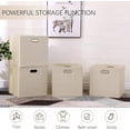 thumbnail image 4 of Cube Storage Bins 13×13 Linen Foldable Box with Handles, Collapsible Organization Basket Set of 4 Large Capacity Drawer for Closet Shelf Cabinet Bookcase Bedroom, Beige, 4 of 6