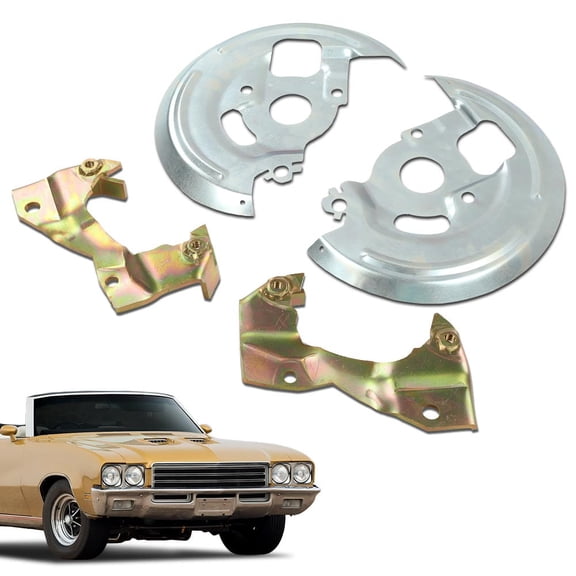 PIT66 Disc Brake Caliper Brackets&Backing Plates Dust Shields Fit Buick Skylark/Buick GS/Chevy Chevelle Monte Carlo Malibu El Camino/Pontiac GTO Tempest LeMans/Oldsmobile 442 Cutlass 1964-1972