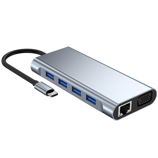 Estación de acoplamiento inteligente 11 en 1 Adaptador de concentrador USB3.0 PD 87W para computadoras portátiles Tablet Likrtyny Para estrenar